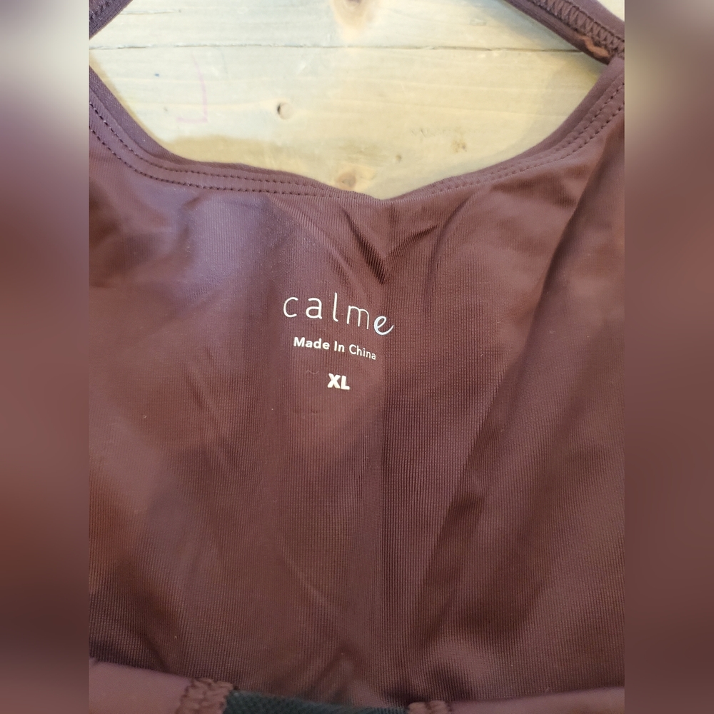 Calme By Johnny Was Womens Cross Back Cami Sport Bra Top Purple Padded M XL - Picture 9 of 10